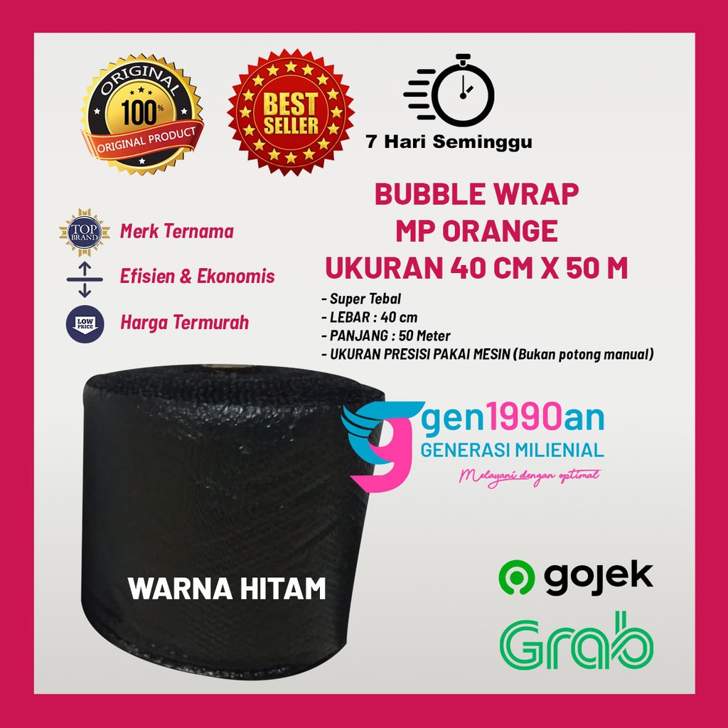

tAe Plastik Bubble Wrap 50 m x 40 cm Mulia Pak Orange TOMANG JAKBAR