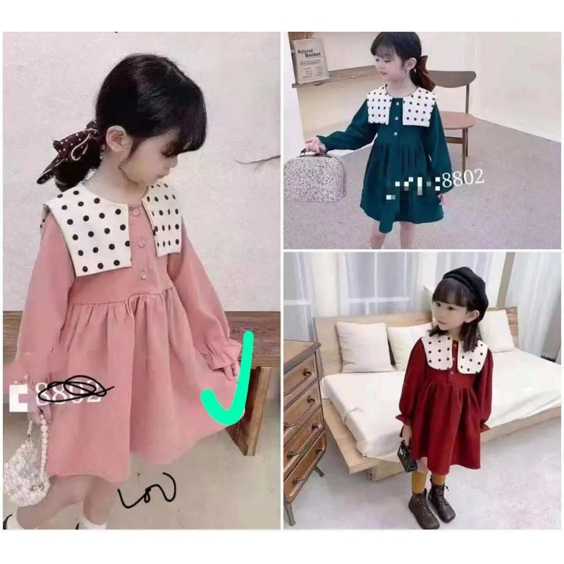 Dress import anak polkadot