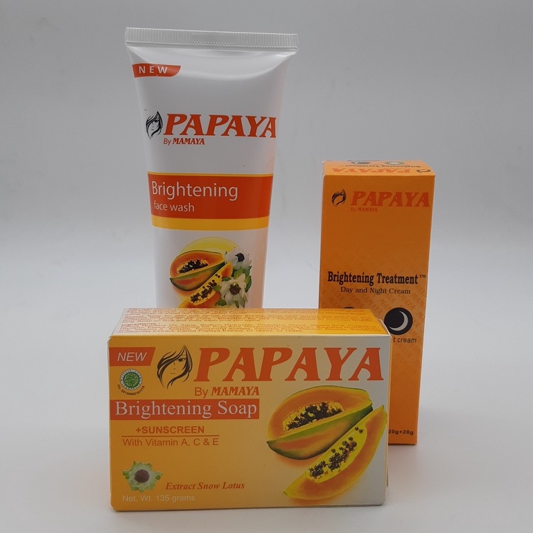 Paket Papaya Face Wash Papaya Brightening Soap Brightening Treatment Day and Night Cream