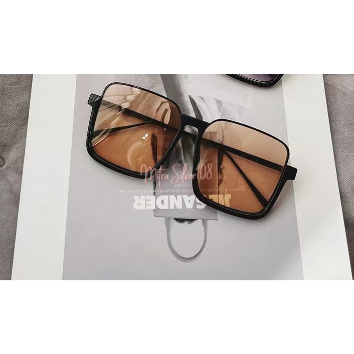 [MS108] KM 09 - Kacamata Hitam Kacamata Kotak Fashion Korea Kaca Orange untuk Pria dan Wanita / Korean Sunglasses Unisex / Impor Murah