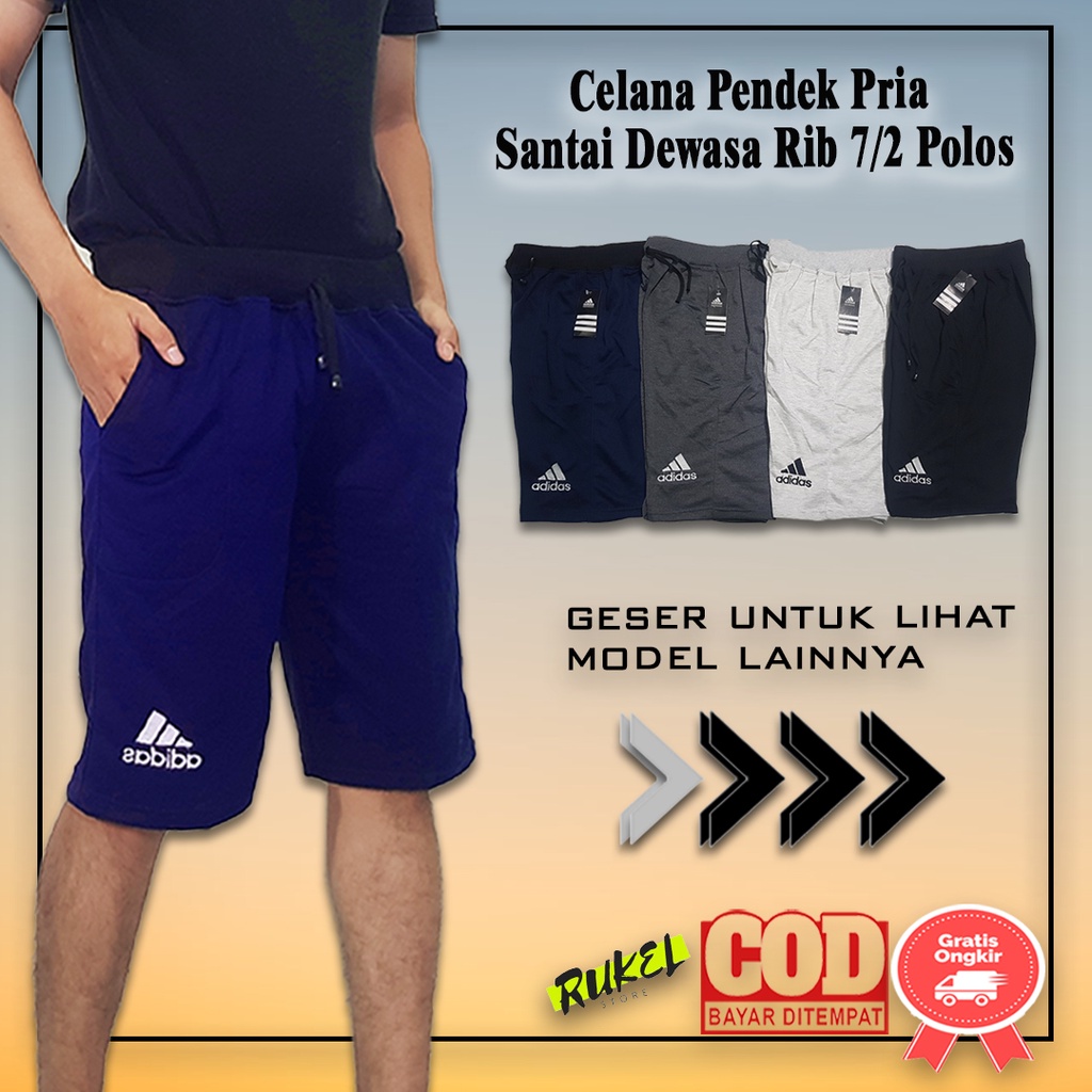 Celana Pendek Pria Santai Dewasa 7/2 Slim Polos – 72ADS-SlimPolos