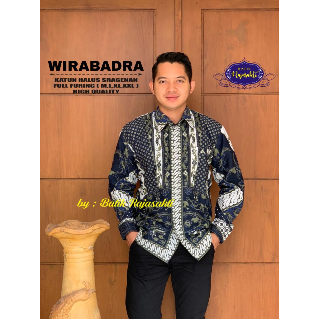 WIRABADRA Kemeja Batik Pria Full Furing Bahan Katun Sragenan