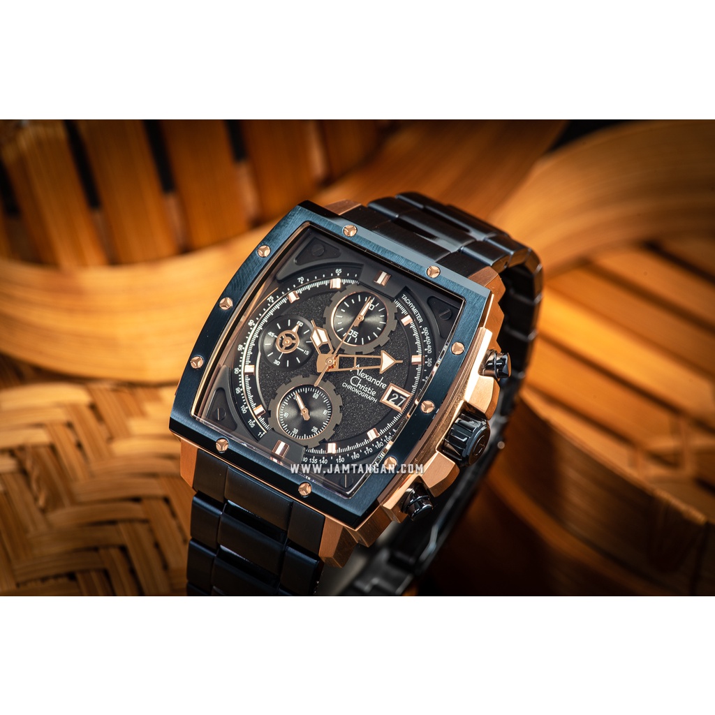 Alexandre Christie AC 6376 MC BURBA Chronograph Men Black Dial Blue Stainless Steel Strap