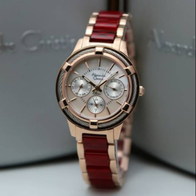 Jam wanita Alexandre christie 2546 rosegold merah