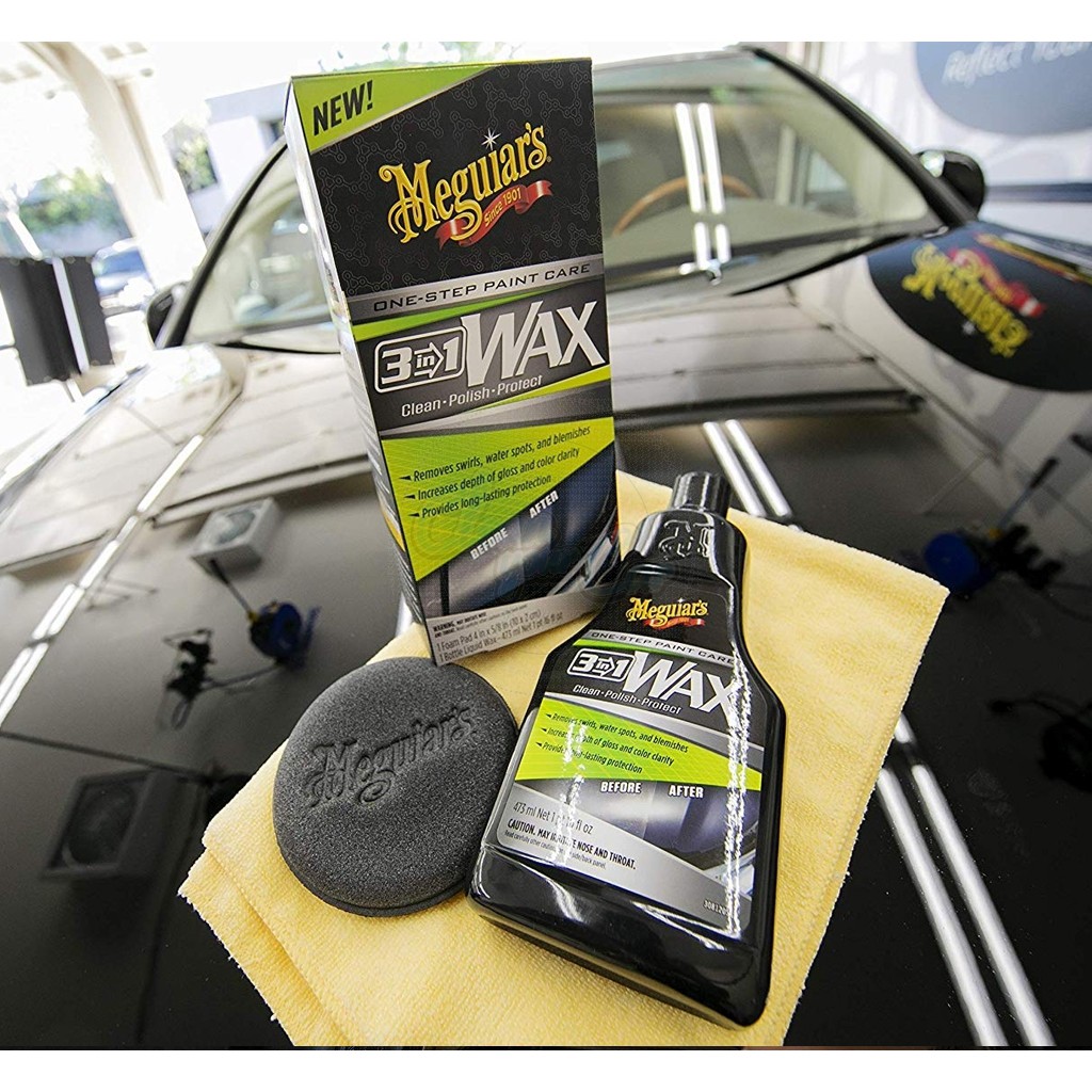 MEGUIARS 3 IN 1 WAX Clean Polish Protect Pembersih Cat Kusam Efek Daun Talas MURAH