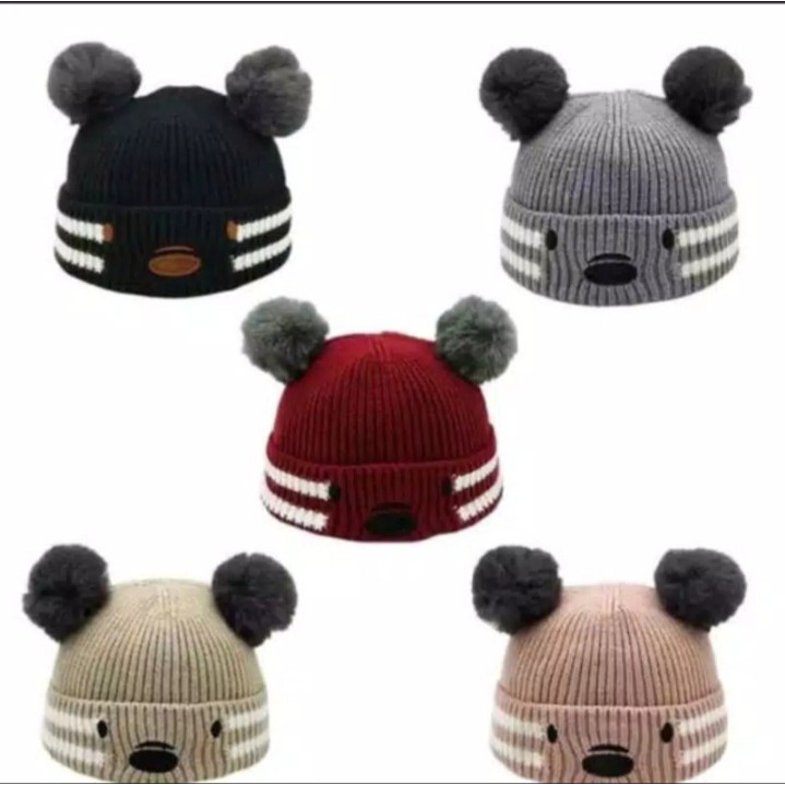 Kupluk Pom Pom Koala BB-24 / Kupluk Pom Pom Anak Koala / Kupluk Koala Anak/ Kupluk Pom Pom Bayi Newborn, Kupluk Bayi Pom Pom, Kupluk Bayi Koala/ Topi Bayi Newborn/ Topi Rajut Bayi, Kupluk Rajut Anak