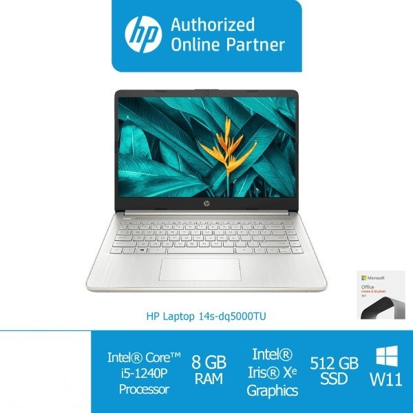 Laptop HP 14s-dq5000TU INTEL CORE i5 1240P 8GB 512 SSD 14"FHD W11+OHS