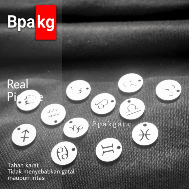 Liontin Zodiak Titanium Anti karat - Kalung Wanita Titanium Anti karat Silver simple - Kalung Rasi b