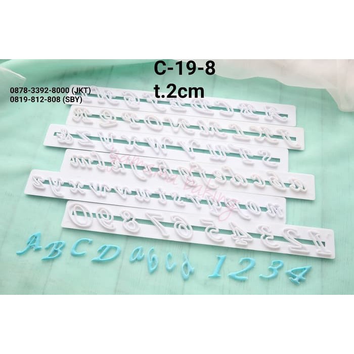 C-0019-8 Fondant cutter huruf funky angka cetakan cake gumpaste clay