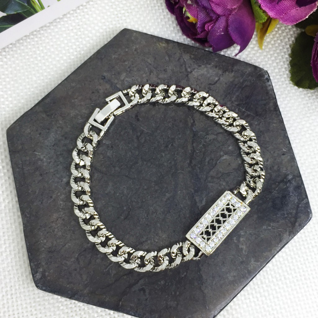 Gelang Xuping Rantai Silver Plate Batu Imitasi - SB0128