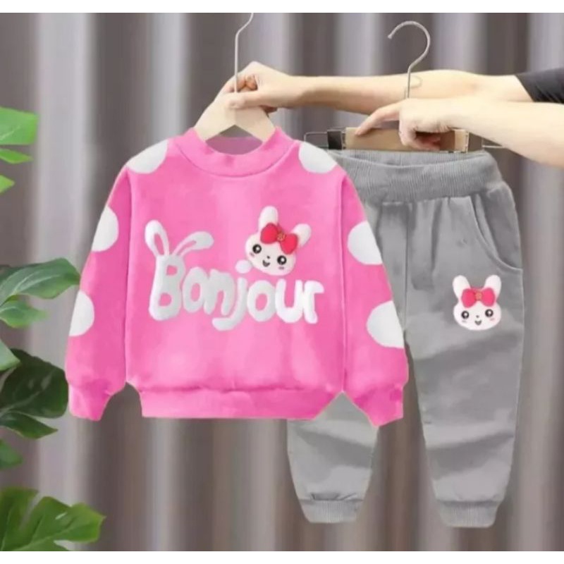 SETELAN BEBYTERY ANAK PEREMPUAN MOTIF BOUNJUR 1-6 TAHUN TERMURAH