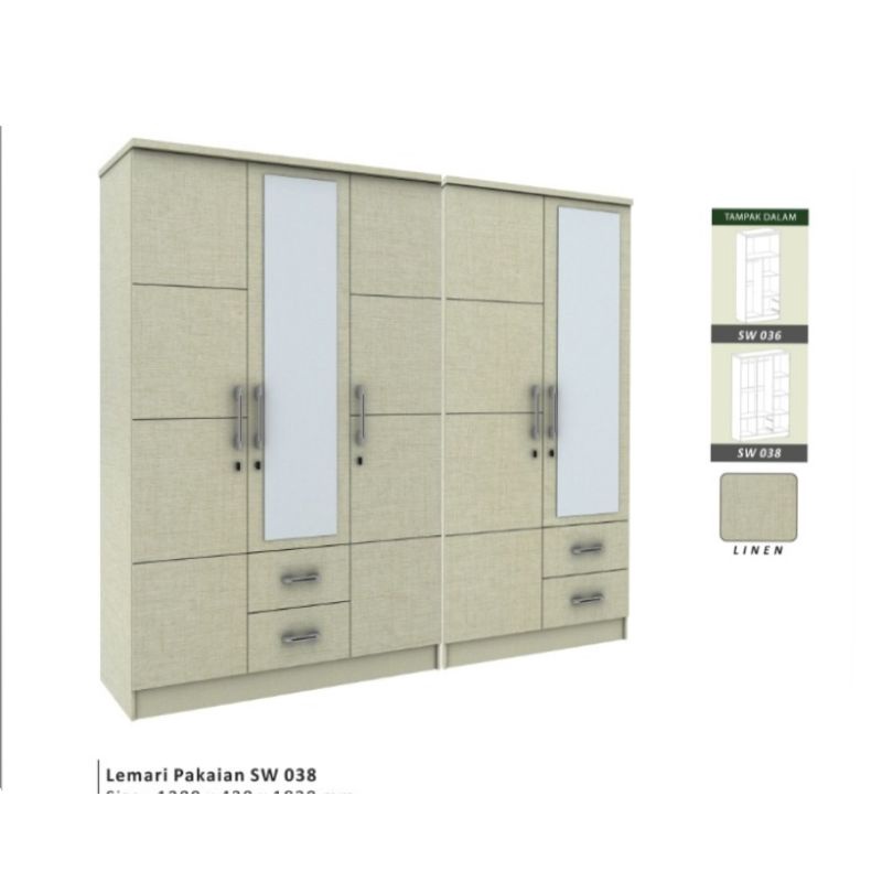 PAKET LEMARI PAKAIAN 5 PINTU CREAM