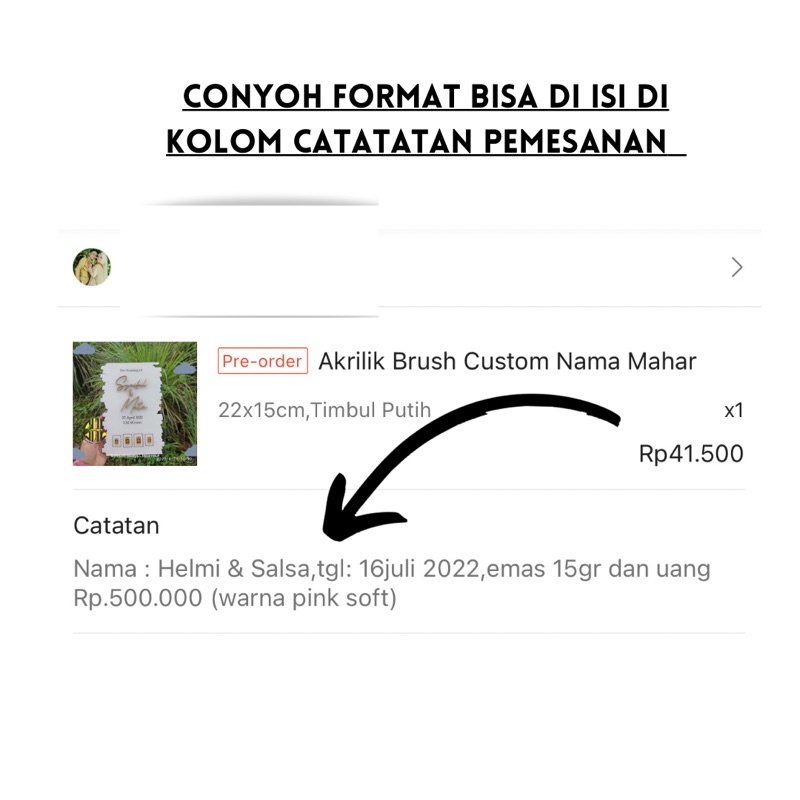 Akrilik Brush Custom Nama Mahar