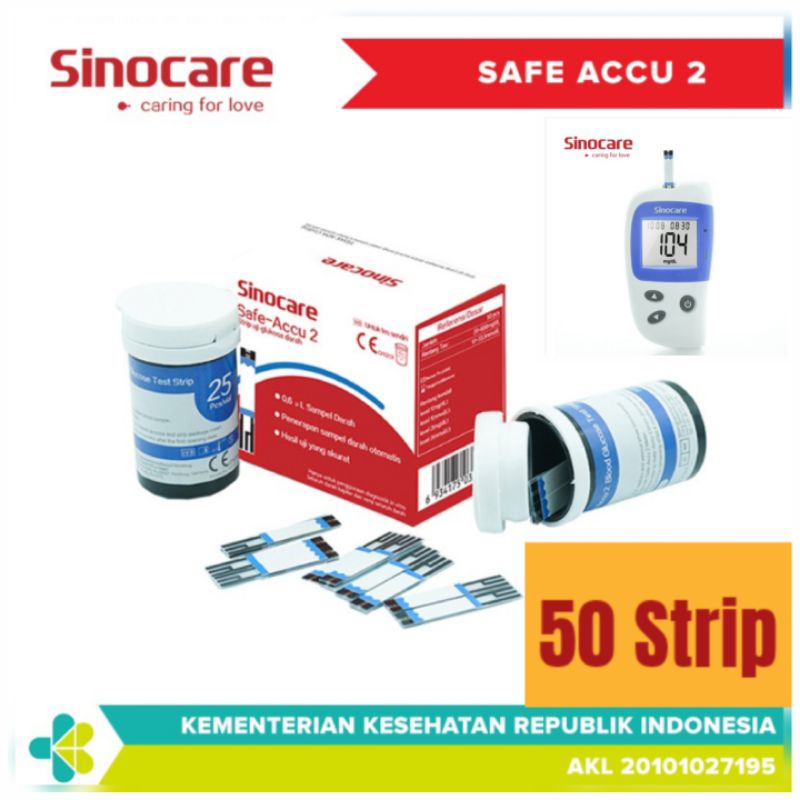 50 Strip Gula Darah Sinocare Safe Accu 2