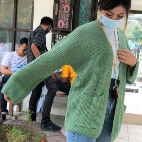Cardigan Rajut Jumbo XXL,3XL,4XL / cardigan rajut oversize / Cardigan Wanita Big Size/ Kardigan Jumb-Mint