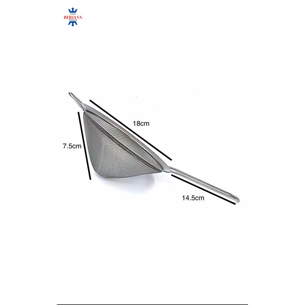 Saringan strainer conical mesh jus buah stainless 18CM