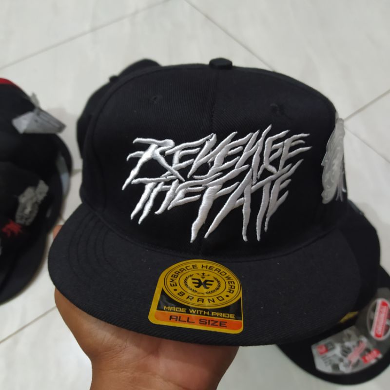 Topi Snapback metal distro pria Bordir Revenge the fate RTF