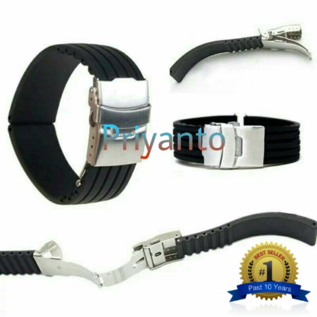 STRAP TALI JAM TANGAN KARET 20MM 22MM 24MM MODEL EGSEL STRAP WATCH BEND PREMIUM