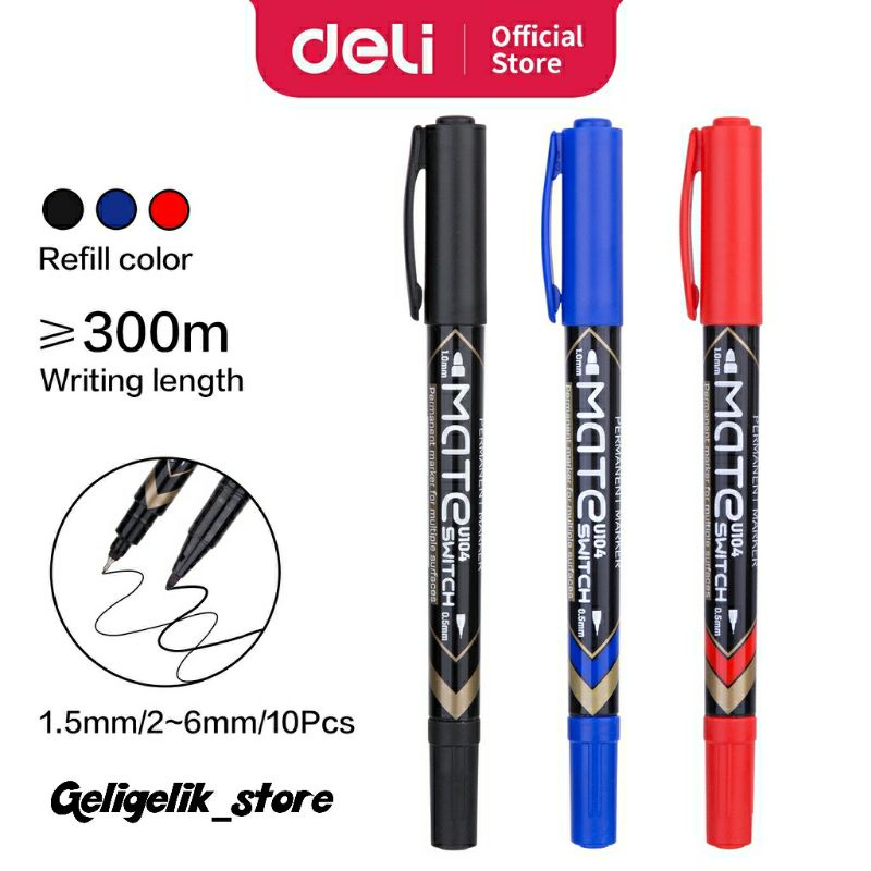 

DELI SPIDOL U-104 PERMANENT 2-TIP 0.5 MM & 1.0 MM / SPIDOL MARKER PERMANENT