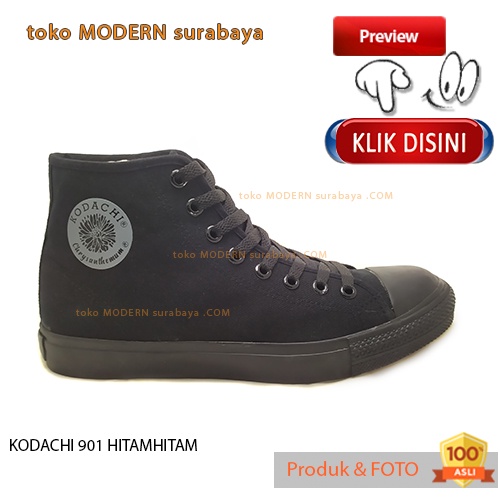 Sepatu pria sekolah casual boot tinggi tali KODACHI 901 HITAM HITAM