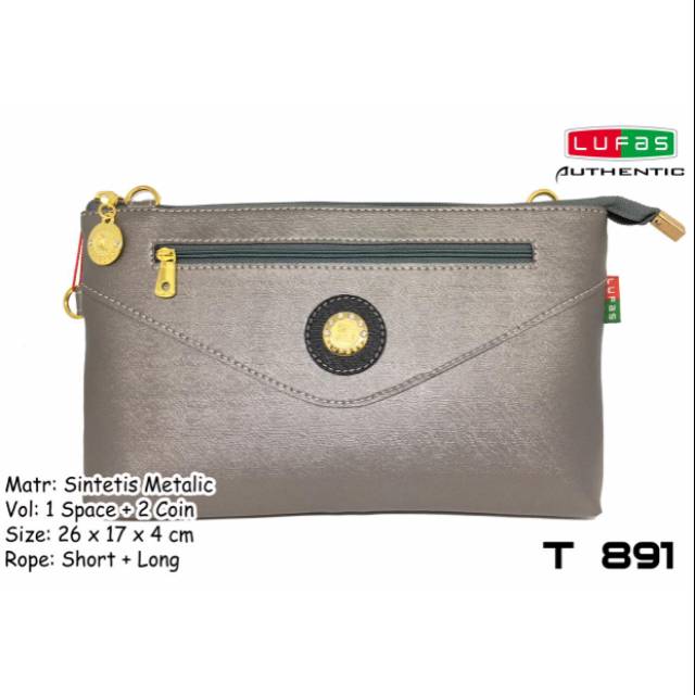 Dompet Wanita Kulit Sintetis Lufas KF T891 Silver Metalic