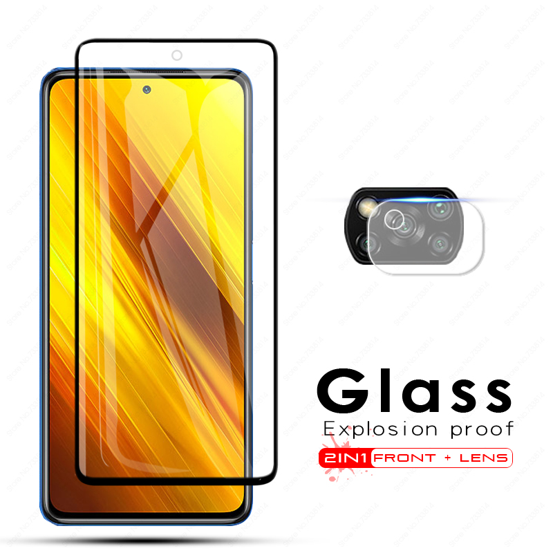 Tempered Glass Pelindung Layar Kamera 2 in 1 9D Untuk Xiaomi POCO X3 NFC Redmi Note 9 9s 9pro 8 9 Note8 Note7 Redmi 10A 9 9C 8 8A Pro