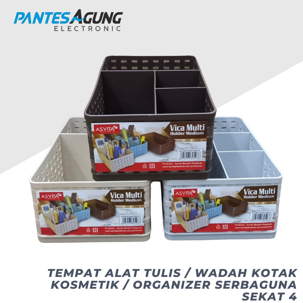 Tempat Alat Tulis / Wadah Kotak Kosmetik / Organizer Serbaguna Sekat 4