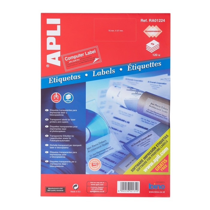 

APLI Label Polyester Transparent 70 X 37MM 120 unit RA01224