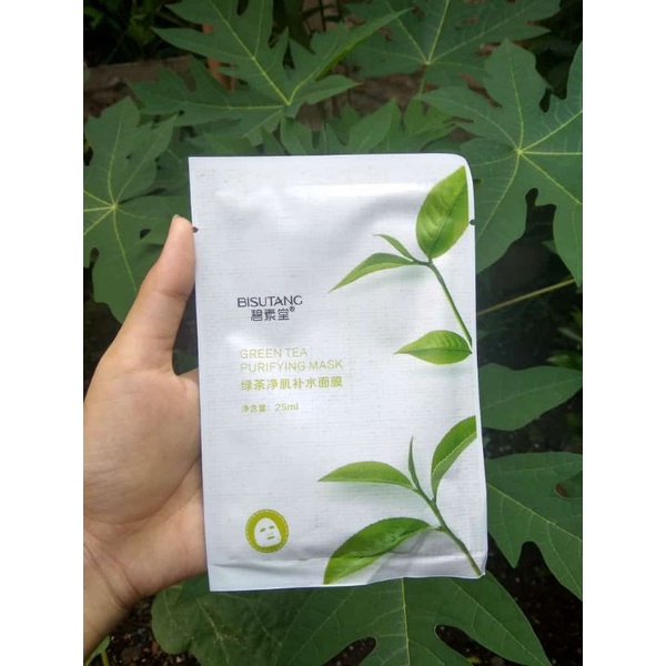 Masker sheet Mask BISUTANG Green Tes | Masker Wajah | Face mask