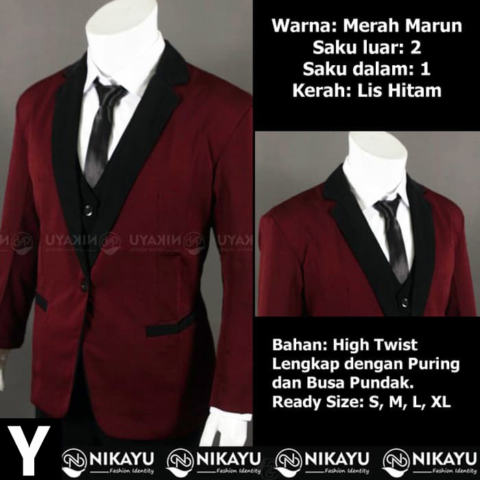 JAS PRIA KEREN HARAZIMA - JAS FORMAL SLIMFIT COWOK MODEL TERBARU CASUAL WARNA MAROON