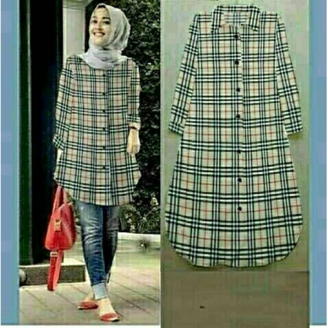 Tunik Motif Kotak Bahan Katun