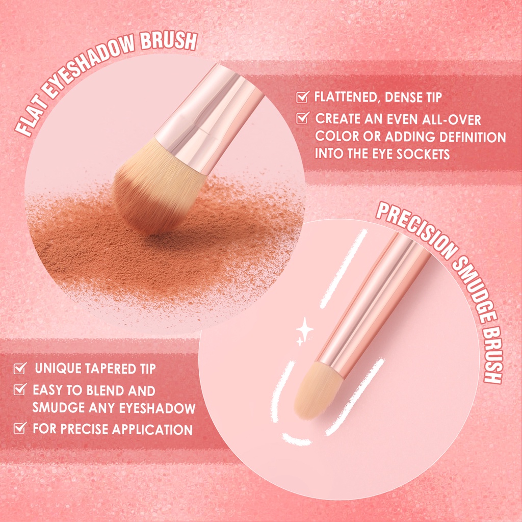 PINKFLASH Multi Use Duo Makeup Brush Eyebrow Brush Eyeshadow Brush High Quality Makeup Tool Angled Brow Brush Eyelash Brush Precision Smudge Brush Eye Makeup