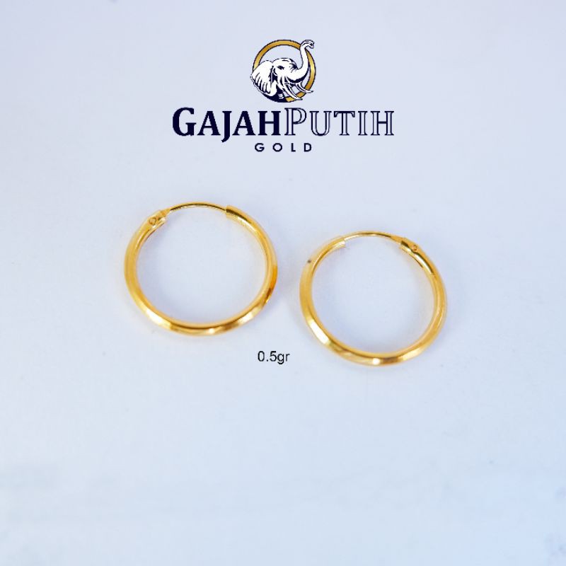 0,5gr Anting Model Gipsy Polos Emas Asli kodeO405