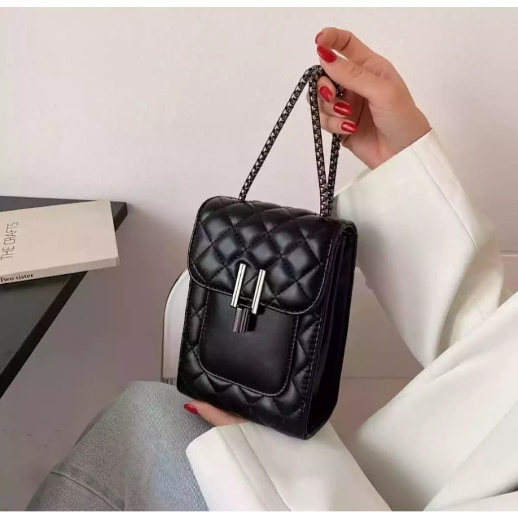 Tas Selempang Wanita cewek Terbaru Fashion Korea, Tas Sling bag Slempang Cewek Black Nikel, Tas Pesta Kondangan Wanita Cewek, Slingbag Wanita Korea Terbaru