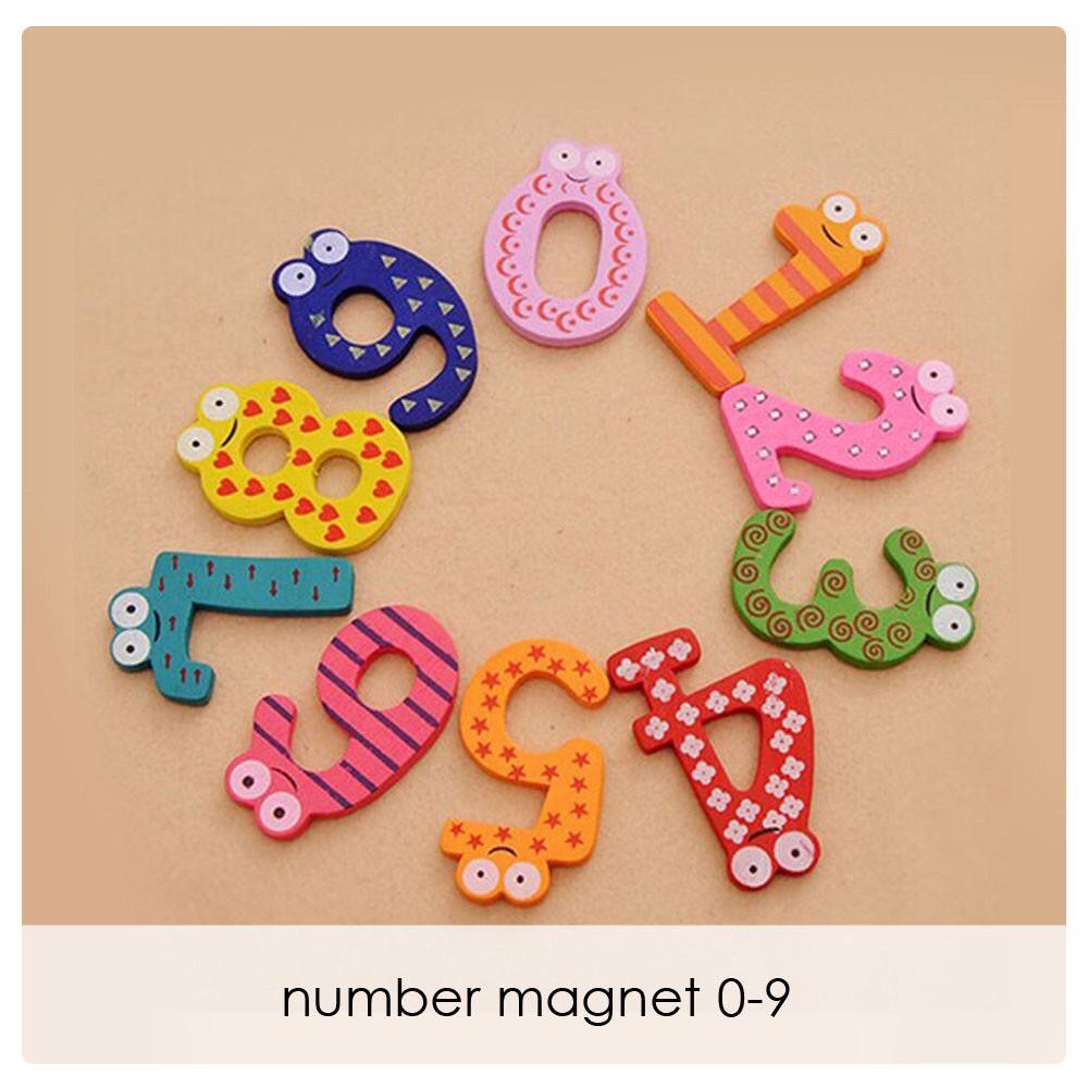 Tempelan Kulkas Angka Huruf Kayu Magnet Angka Number Alfabet Magnet 0-9