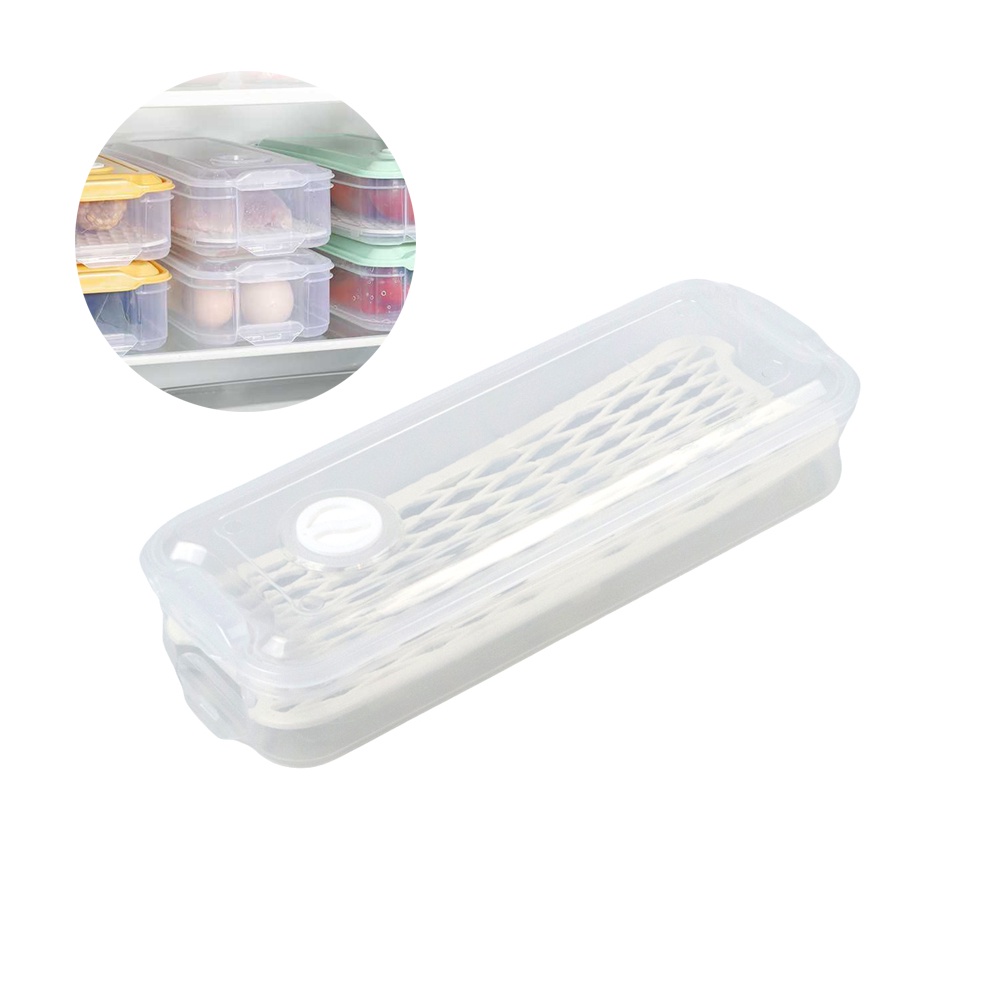 【GOGOMART】Kotak Kontainer Makanan Kulkas Dengan Lubang  Pembuangan Air / Kitchen Storage Food Box with Drain Hole - SW805