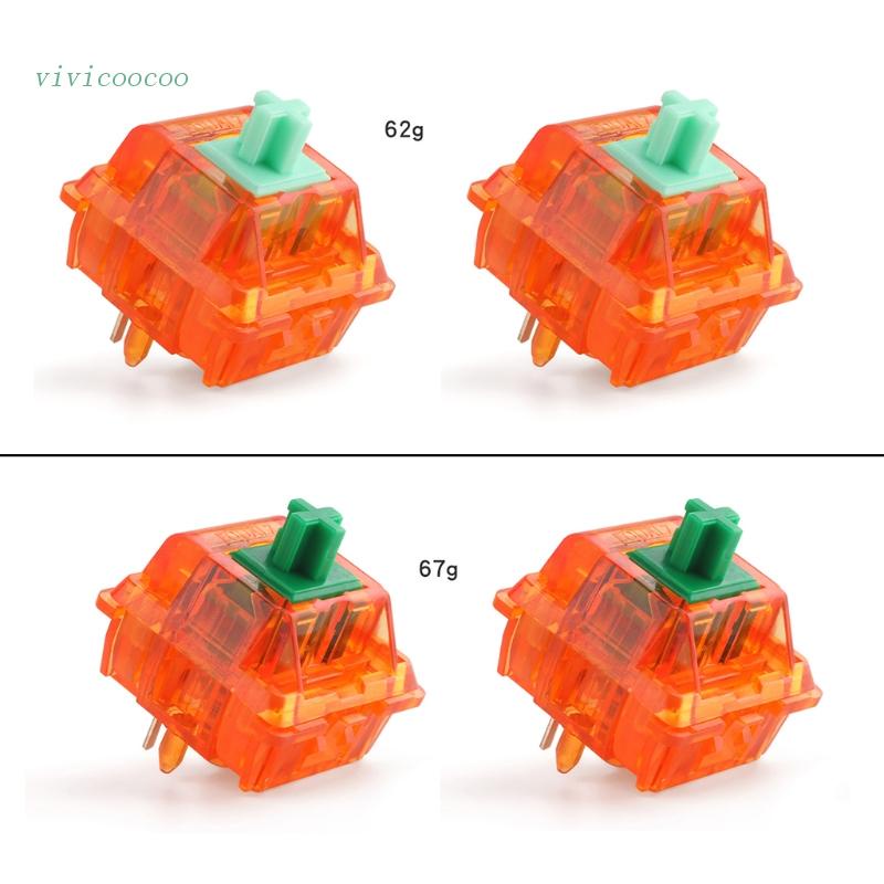 Vivi EQUALZ-Tangerine V2 Switches 5 Pin 62g / 67g Translucent Linear Axis Untuk Keyboard Mekanik MX