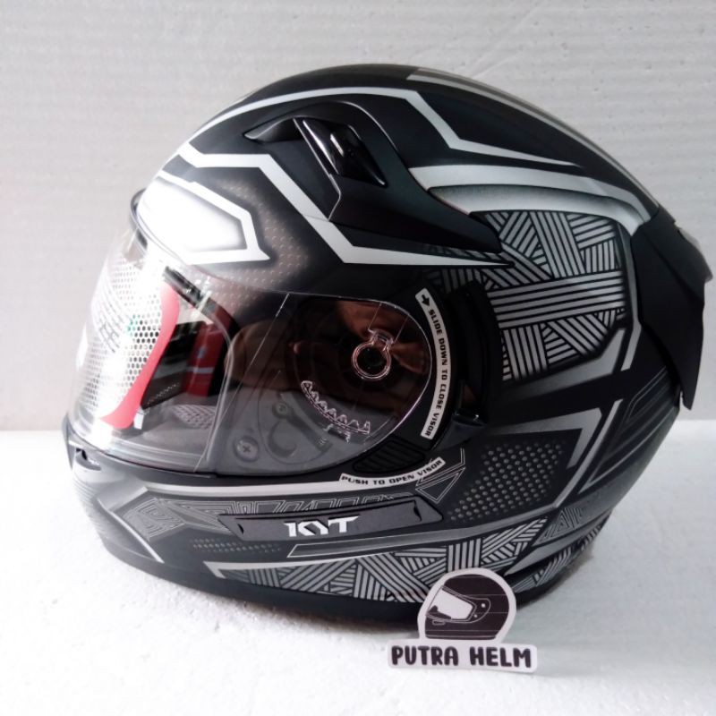 Helm KYT Full Face K2 Rider Black phanter, Black doff/silver