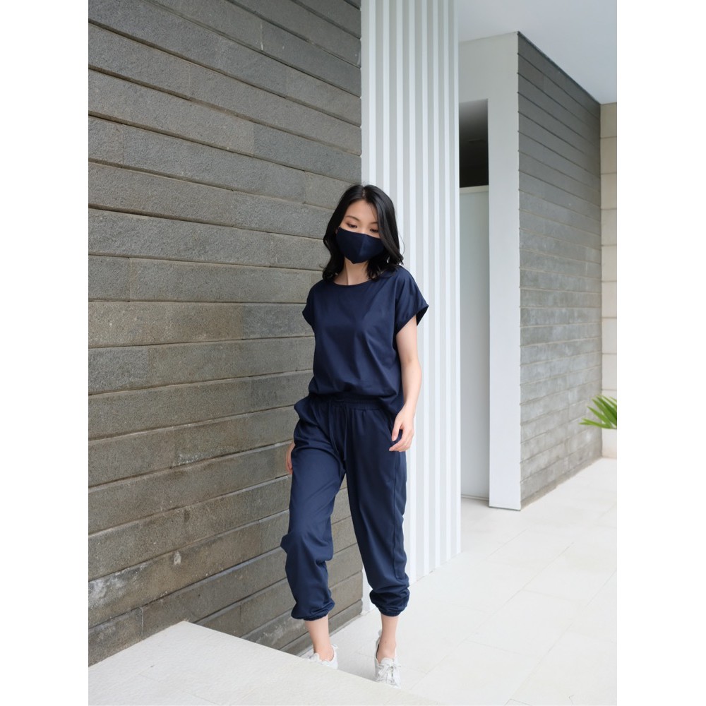 S-0130 Set Comfy & Sporty with Matching Mask-NAVY