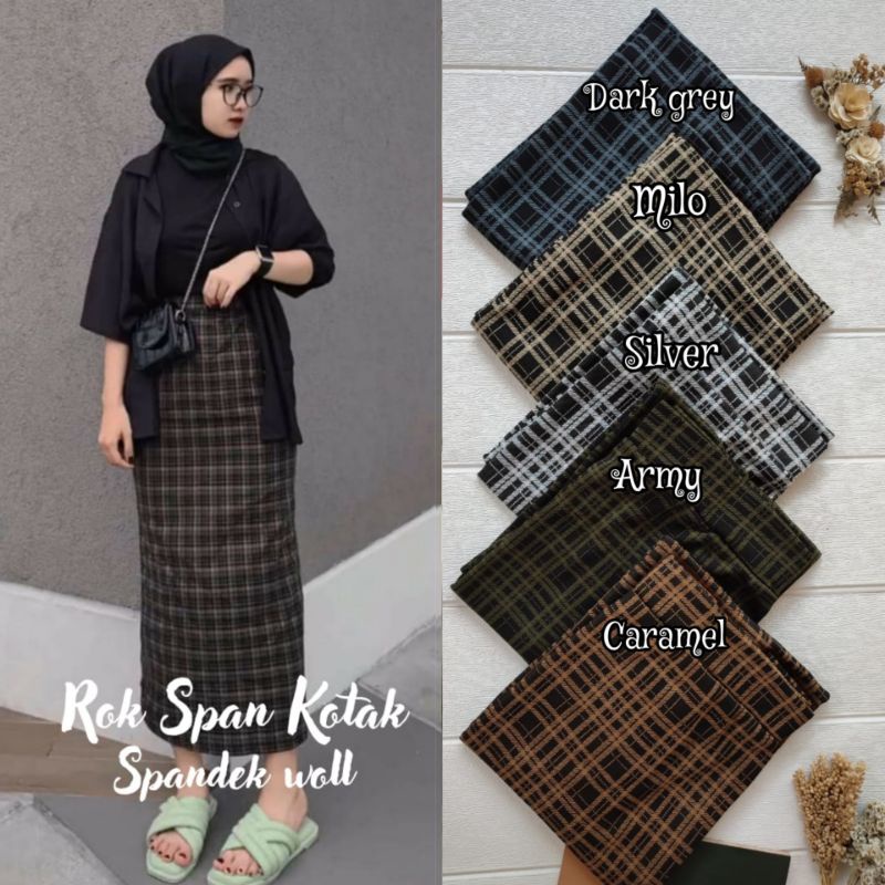 ROK SPAN TARTAN PREMIUM / ROK SKIRT SPAN DEWASA /TERBARU ROK SPAN TARTAN KOTAK 2022 /ROK PANJANG KOREAN STYLE