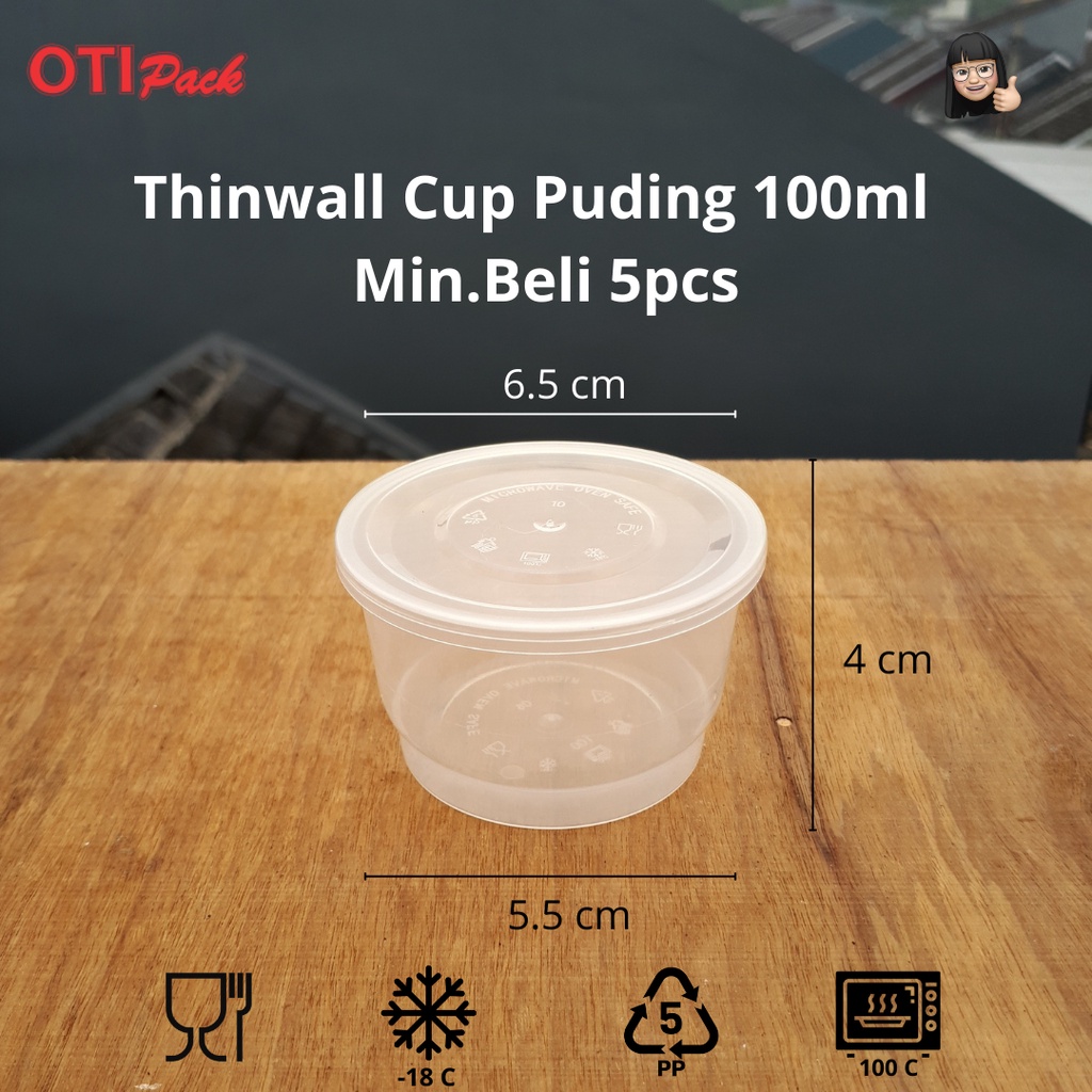 Thinwall Cup Puding 100ml /Tempat Makan / Kotak Makan / Food Container PP/ OTG100