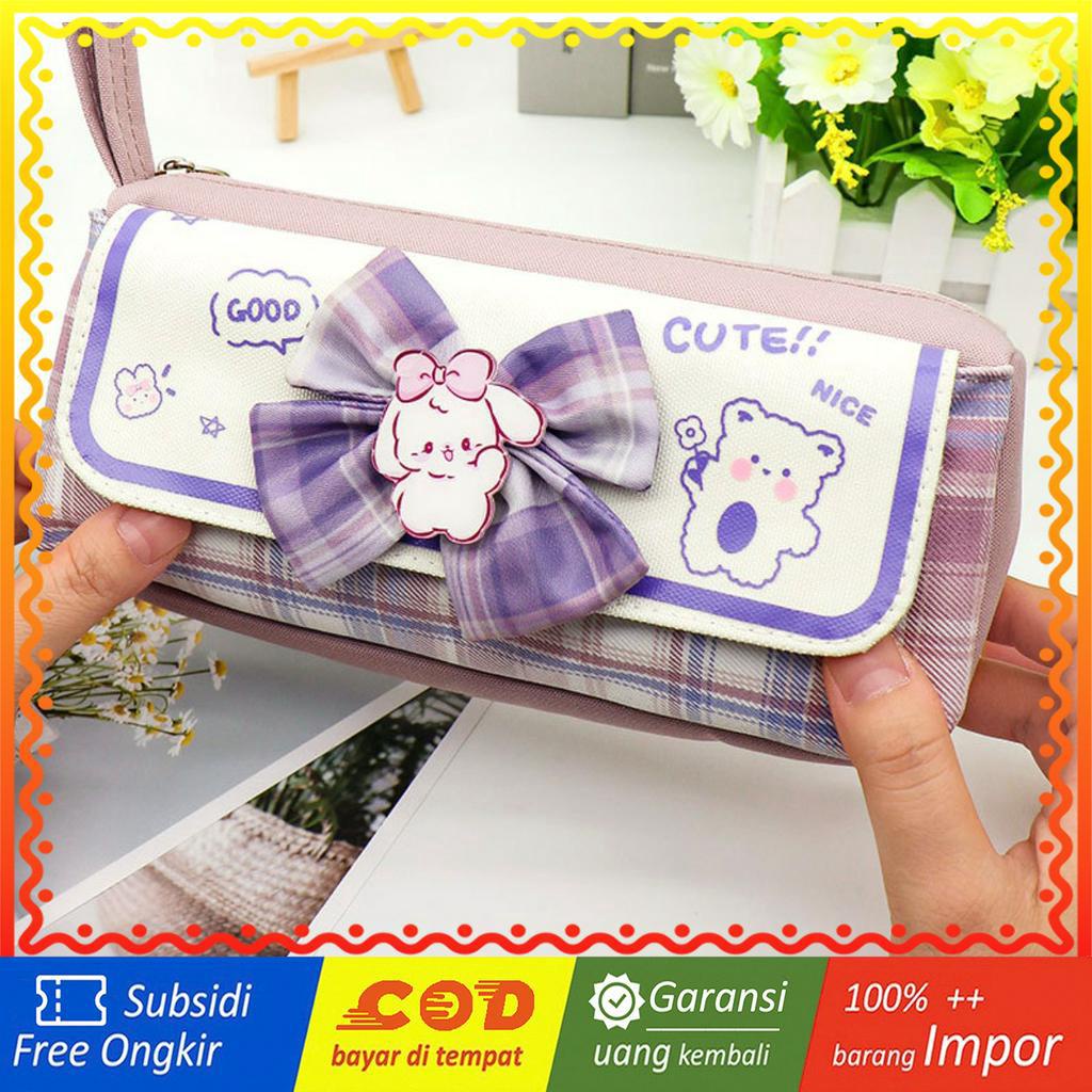 TXS09 Korean Pen Pencil Case Ribbon Cute Kotak Tempat Pensil Box TKM