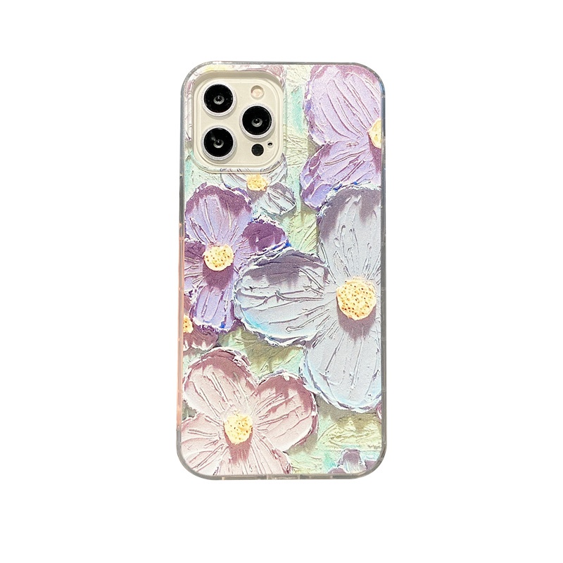 Unique Oil painting purple flowers Silicone Case VIVO Y21S Y21A Y21E Y21G Y50 Y30i Y20S Y20i Y12S Y93 Y91C Y95 V9 S1 V20 V15 Pro V11i V20SE V21 Y19 Y15S Bumper Protect Cover Casing