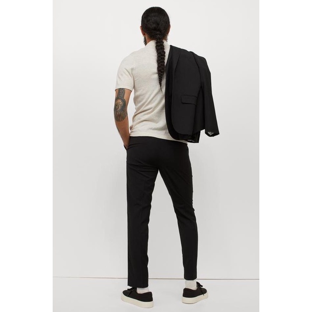 Terfavorite Original Celana H&M Slim Fit Stretch Suit Pants Black Original Bahan Formal Hnm - 28