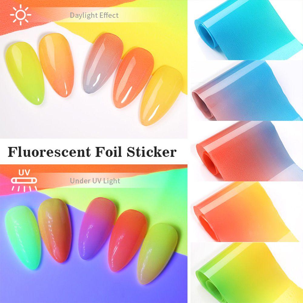 MXBEAUTY Neon Stiker Nail Art DIY 4*100cm Dekorasi Kuku Manicure Hologram Nail Art Foils