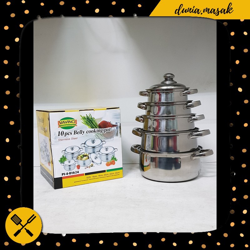 Panci Set Vavinci Belly Cooking Pot Stainless Unik Murah Berkualitas
