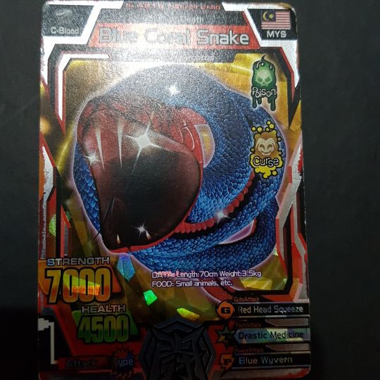 Animal Kaiser Fighter Card Blue Coral Snake ( kartu )