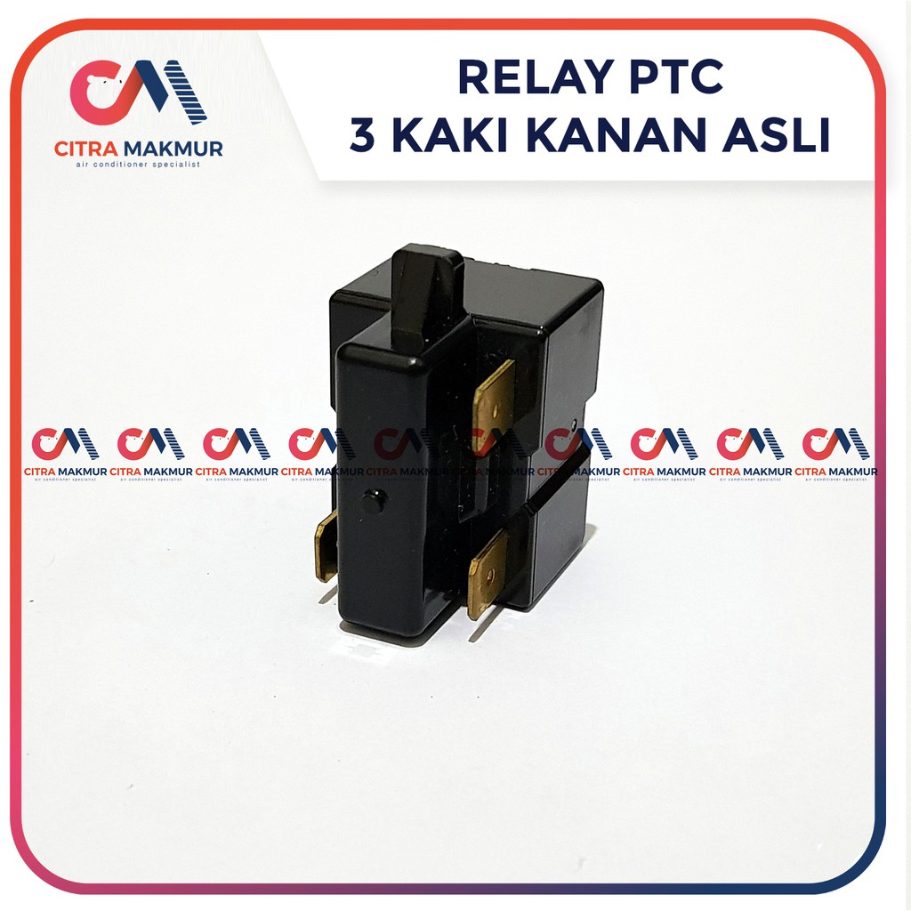 Relay PTC 3 kaki kanan atas bawah Kulkas kotak hitam refrigerator kompresor tiga pin terminal