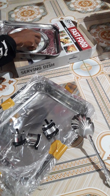 Set 4 Prasmanan Segi Stainless + 1 Warmer Stove Bulat + 5 Sendok Paket Hemat - Alat Dapur Pontianak