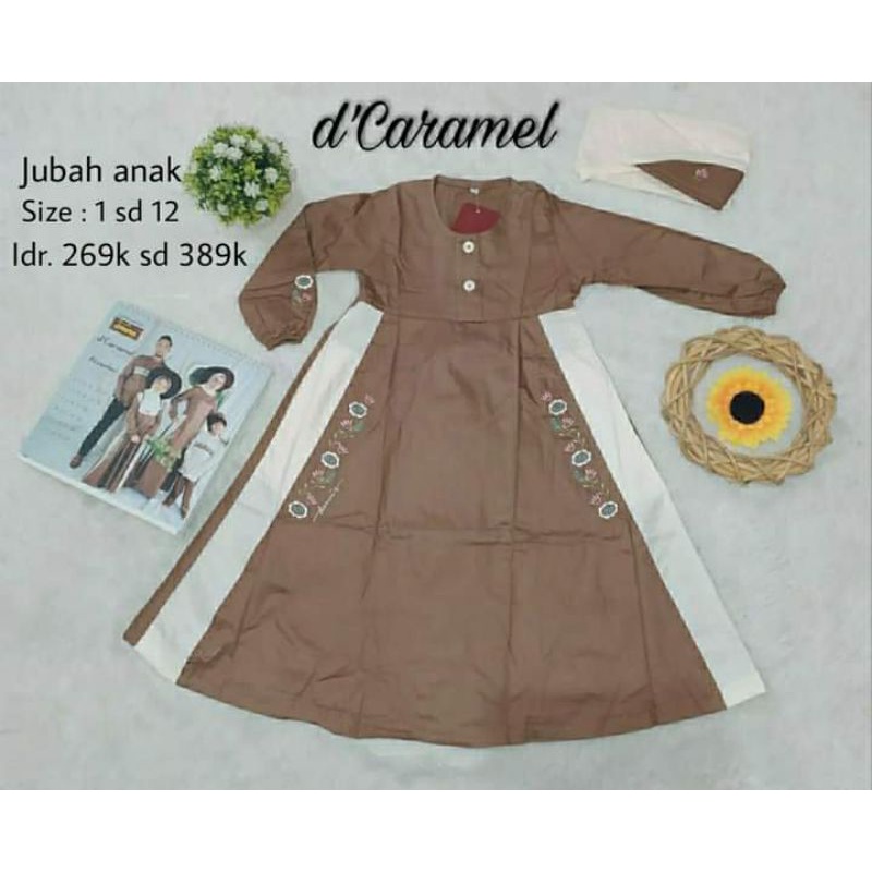 gamis anak dannis d caramel / gamis anak katun / gamis anak dannis